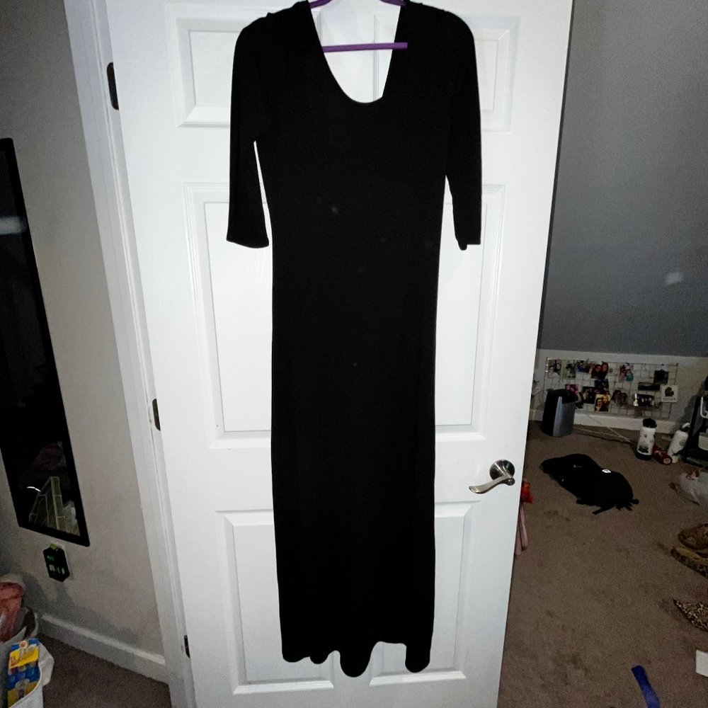 Macy's TEEN VOGUE Women's Full Length Knit Black Dress